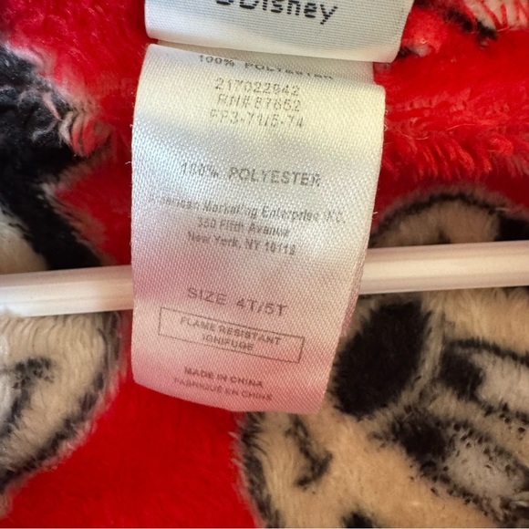 Disney Red Minnie Mouse Fleece Robe Belted toddler Girls Size 4T-5T - Picture 4 of 5